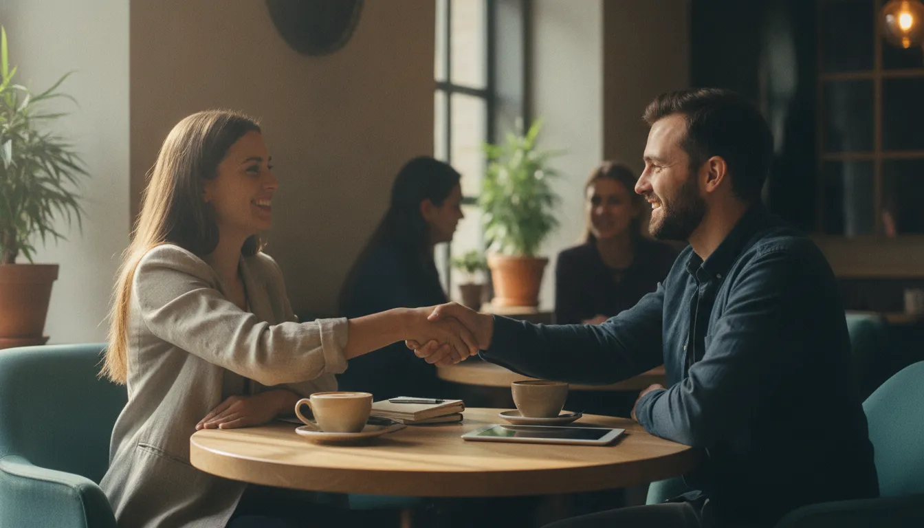 A seller and buyer meeting to connect