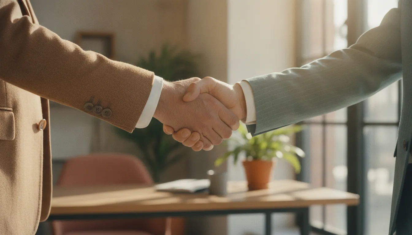 A handshake sealing an agreement